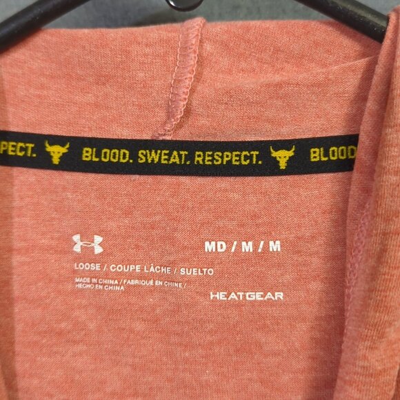 Under Armour Project Rock Tank Men's M Soft Red/ Pink Sleeveless Hooded Tank - Picture 4 of 9